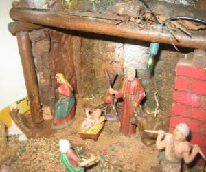 yapboz Bir samanlıkta Kutsal aile Ana Nativity Scene